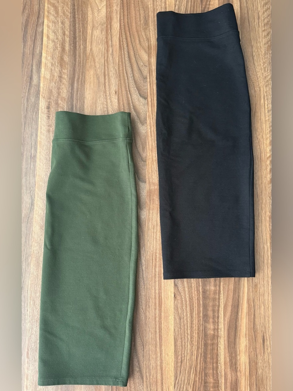 Classic Pull-On Pencil Skirt Bundle in Olive and Black